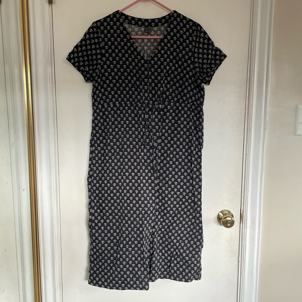 90s vintage folk art print midi dress